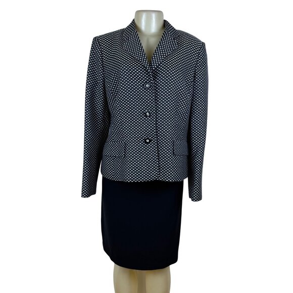 Evan- Picone Women’s Black & White Blazer & Skirt Set Classic Design Size 16 - Picture 1 of 14